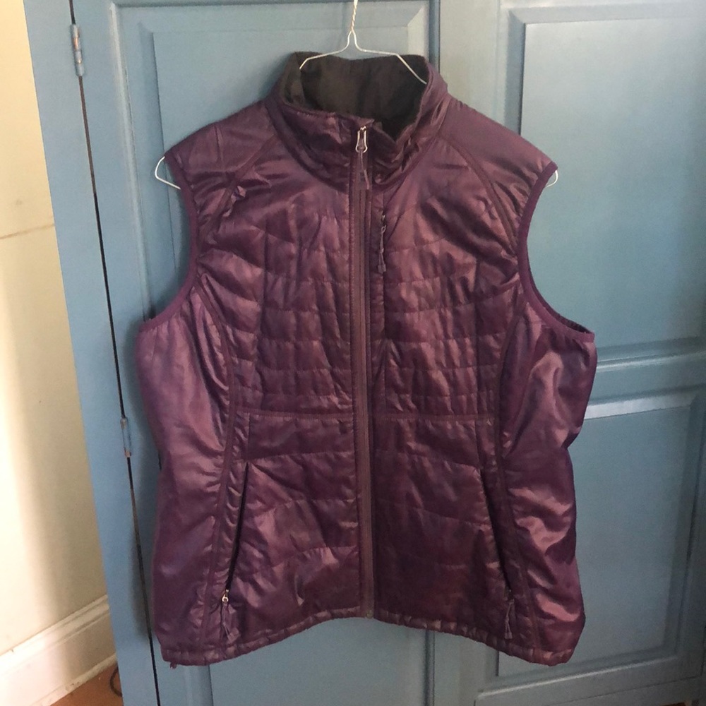 REI puffer vest in deep purple